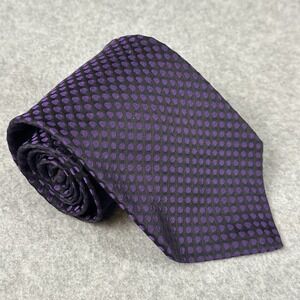 Polo Ralph Lauren Black Purple Polka Dot Silk Necktie Tie USA 56x4"